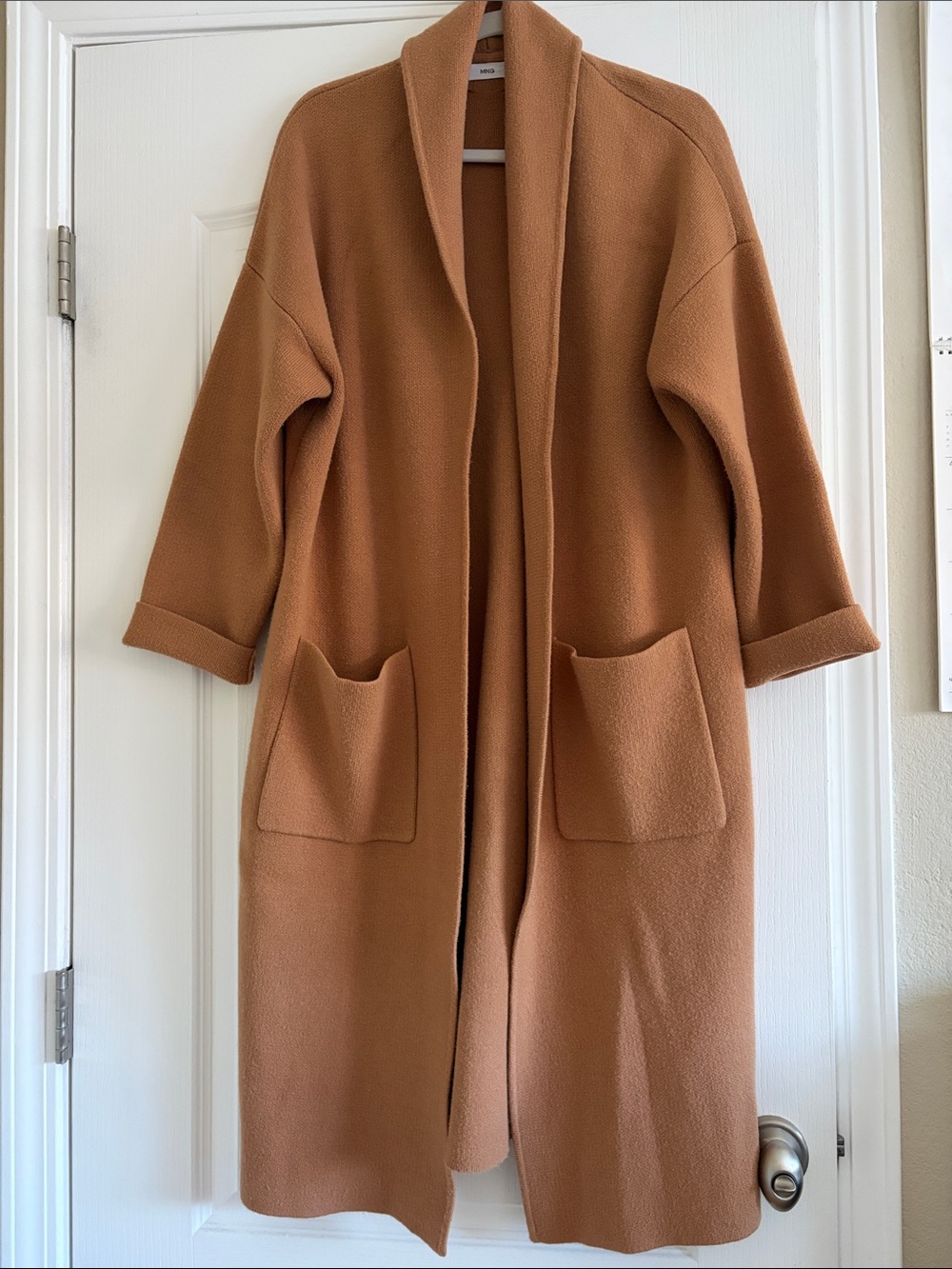 MNG MANGO Relaxed Open-Front Longline Knit Duster Cardigan Medum